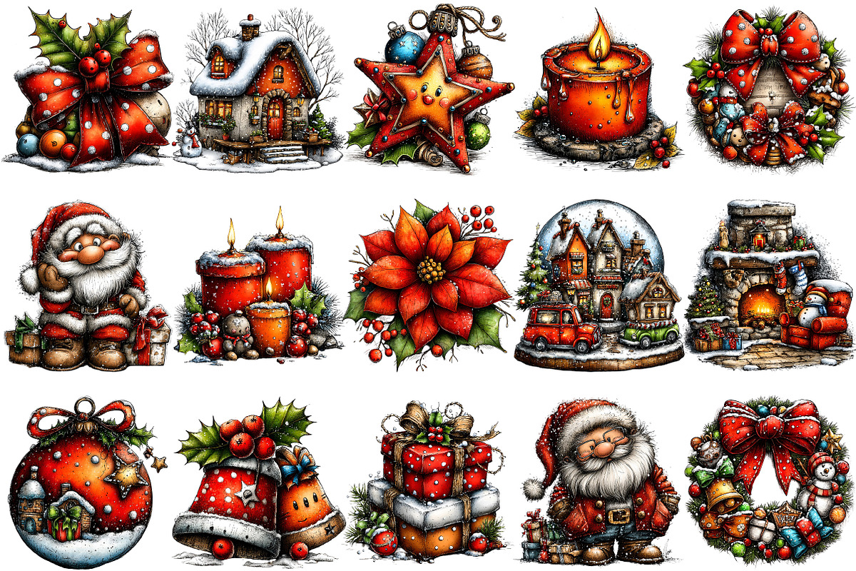 Watercolor Vintage Christmas, an Illustration by Pixels.Craft (Photo 5 of 6)