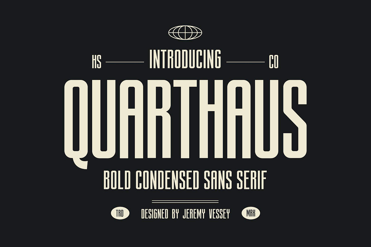 Quarthaus: Bold Condensed Sans Serif, a Sans Serif Font by Hustle Supply Co. (Photo 1 of 6)