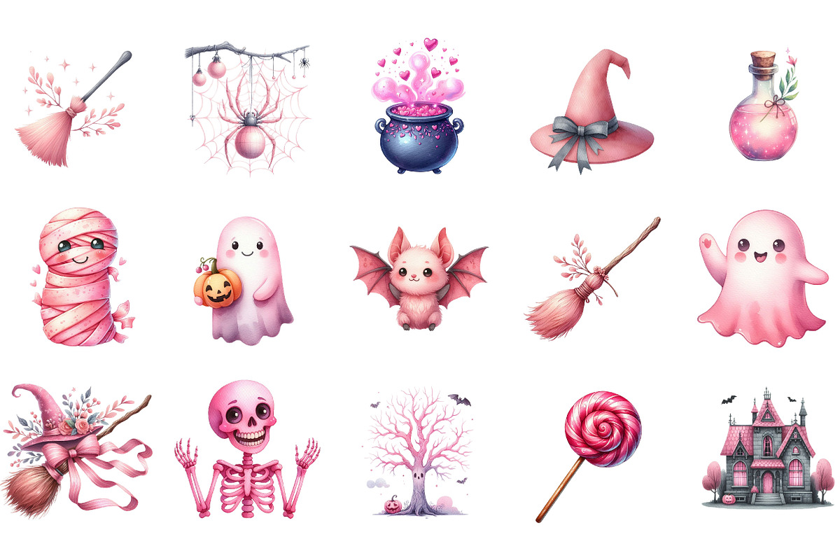 Pink Halloween Clipart, an Illustration by Designking (Photo 2 of 5)