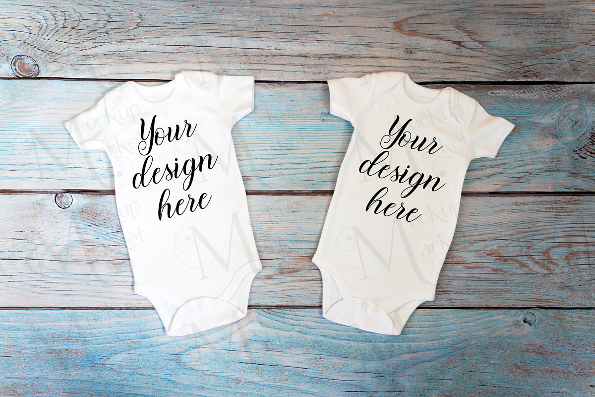 12 twin baby bodysuit Mockup Bundle., a Print Template by MockupMarket (Photo 3 of 13)