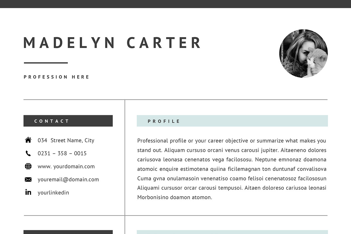 Creative Resume CV Template for Word, a Resume Template by GResume (Photo 5 of 6)