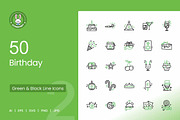 Birthday Green & Black Icons, an Icon by IconBunny (Thumbnail 1 of 2)