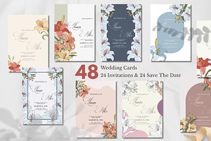 48 Vintage Floral Wedding Cards, an Invitation Template by Adora ARTS
