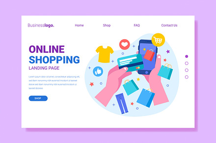 Flat Online Shopping Landing Page, a Landing Page Template by MISS CHATZ