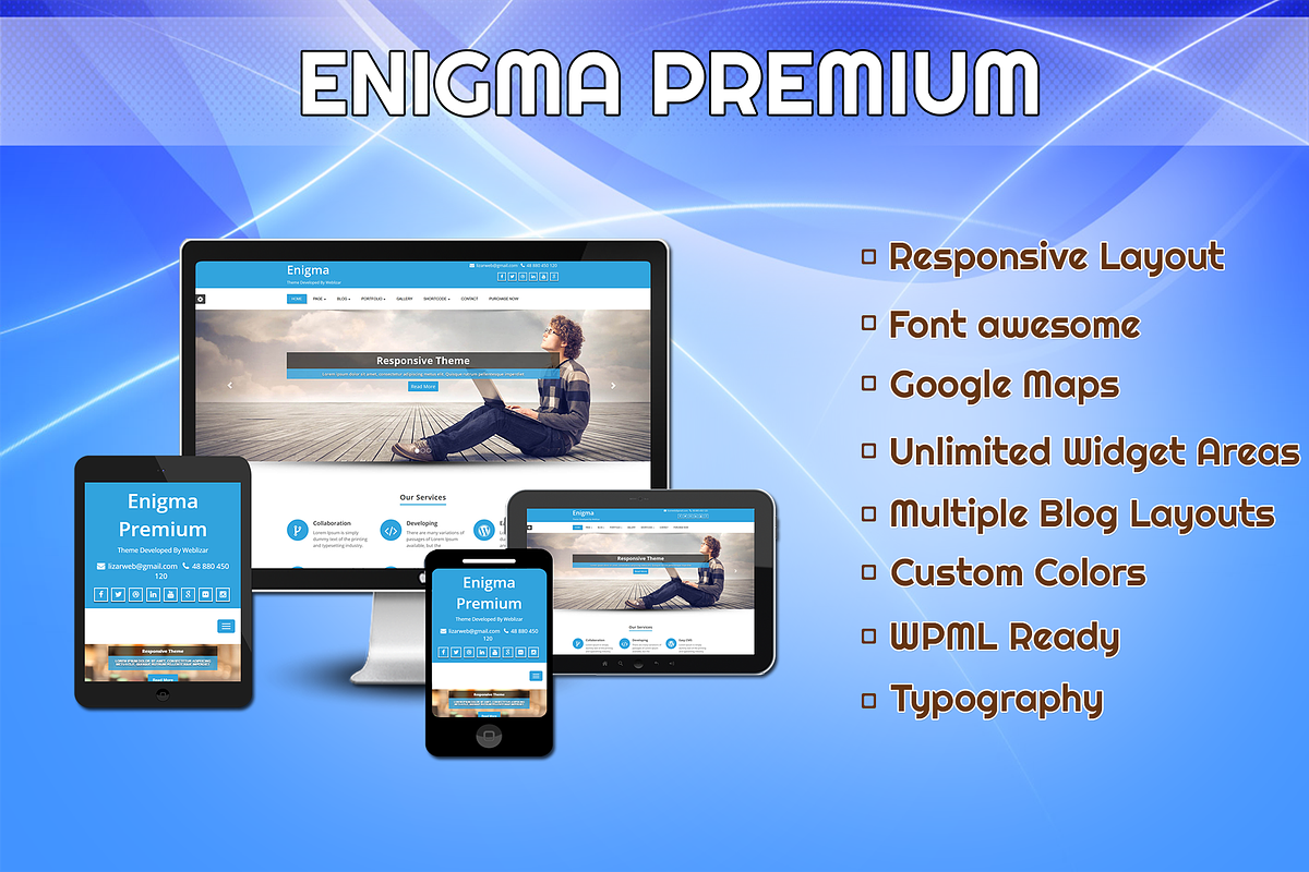 Enigma Premium  WordPress Theme, a WordPress Template by Weblizar Themes & Plugin (Photo 3 of 3)