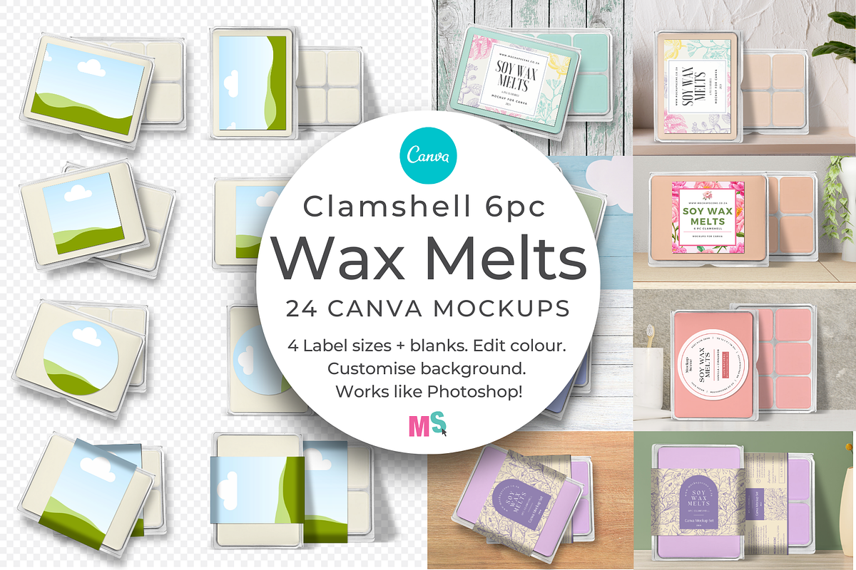 Wax Melts Canva Mockup Set - 6 piece, a Packaging Mockup by Mockup Scene (Photo 1 of 16)
