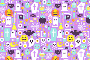 Halloween Pastel Seamless Patterns