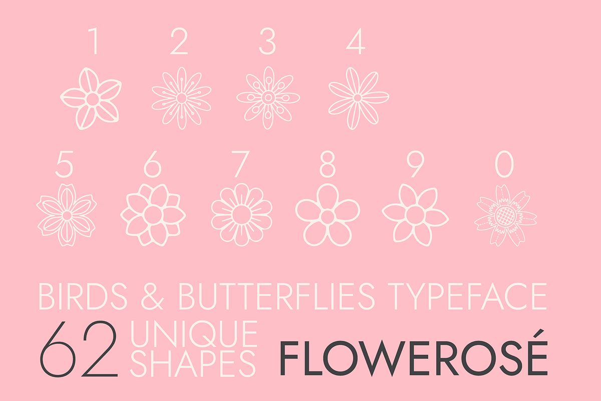 Flowerose Dingbats Font, a Symbol Font by Minimalartstudio (Photo 1 of 3)