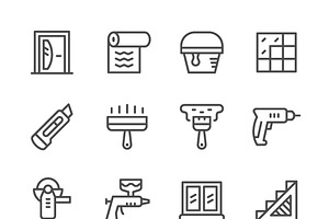 Set line icons of repair, an Outline Icon by motorama