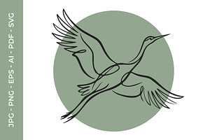 Elegant Crane Bird in Motion artwork, an Object Illustration by nandinigraphics