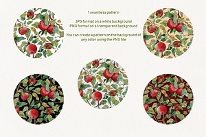 Watercolor Red Apple Brunch Clipart