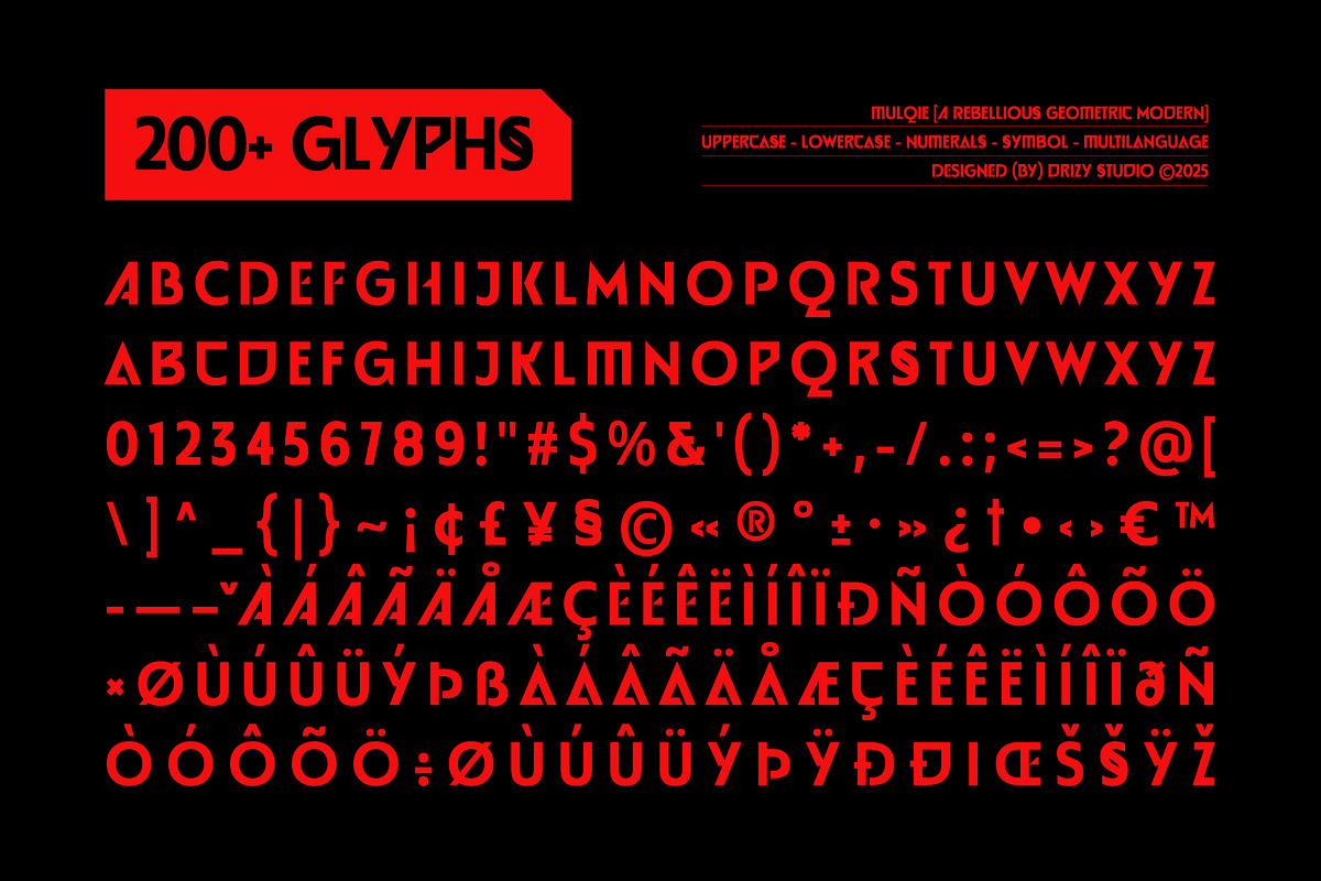 Mulqie – Rebellious Geometric Modern, a Sans Serif Font by Drizy (Photo 5 of 10)