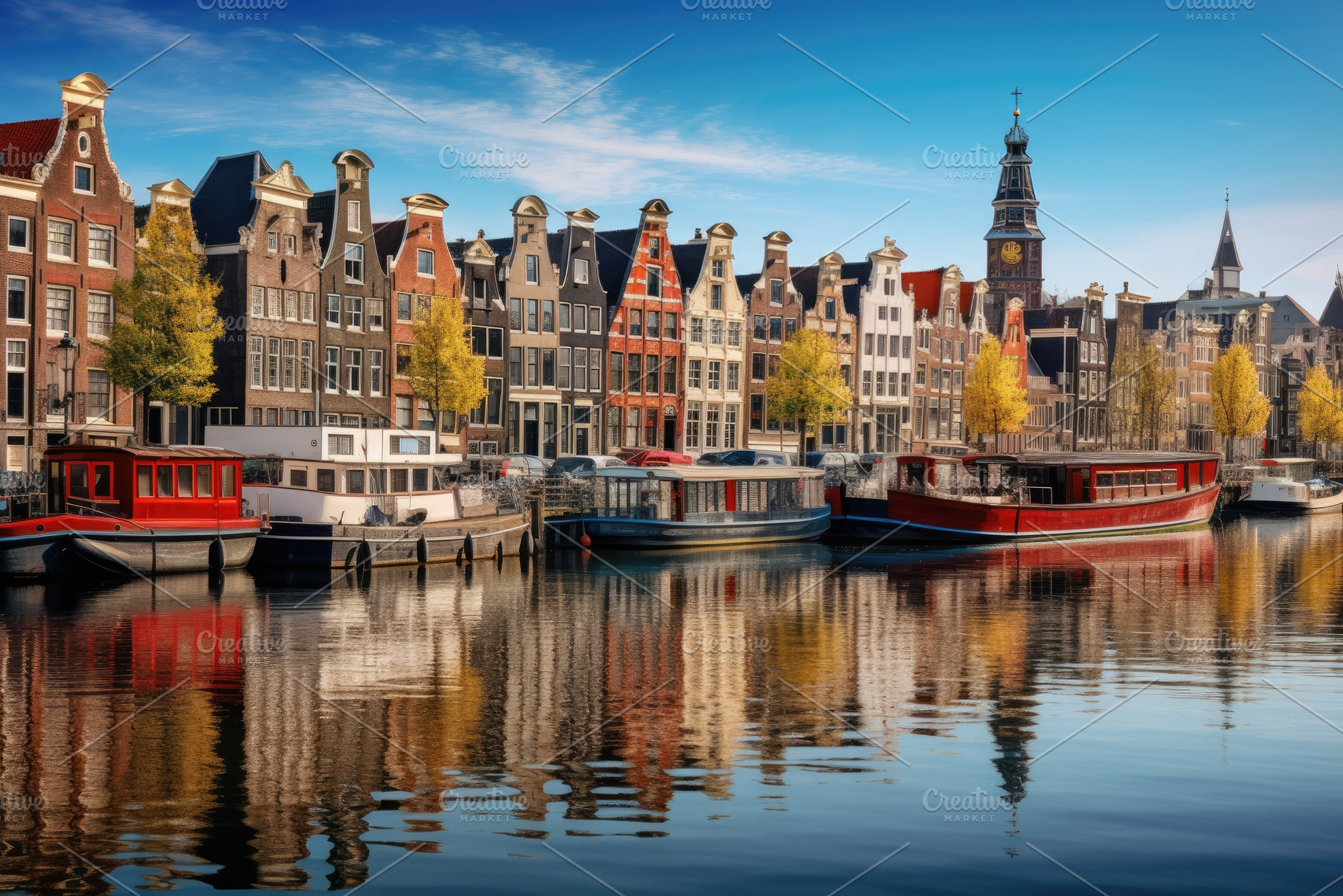 Amsterdam cityscape with canals and, a Photo by Iftikhar Alam