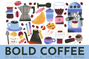 BOLD COFFEE: clipart, stickers, a Food Illustration by Elliko shop (Thumbnail 1 of 9)
