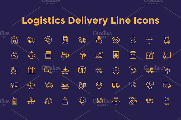 Logistics Delivery Line Icons