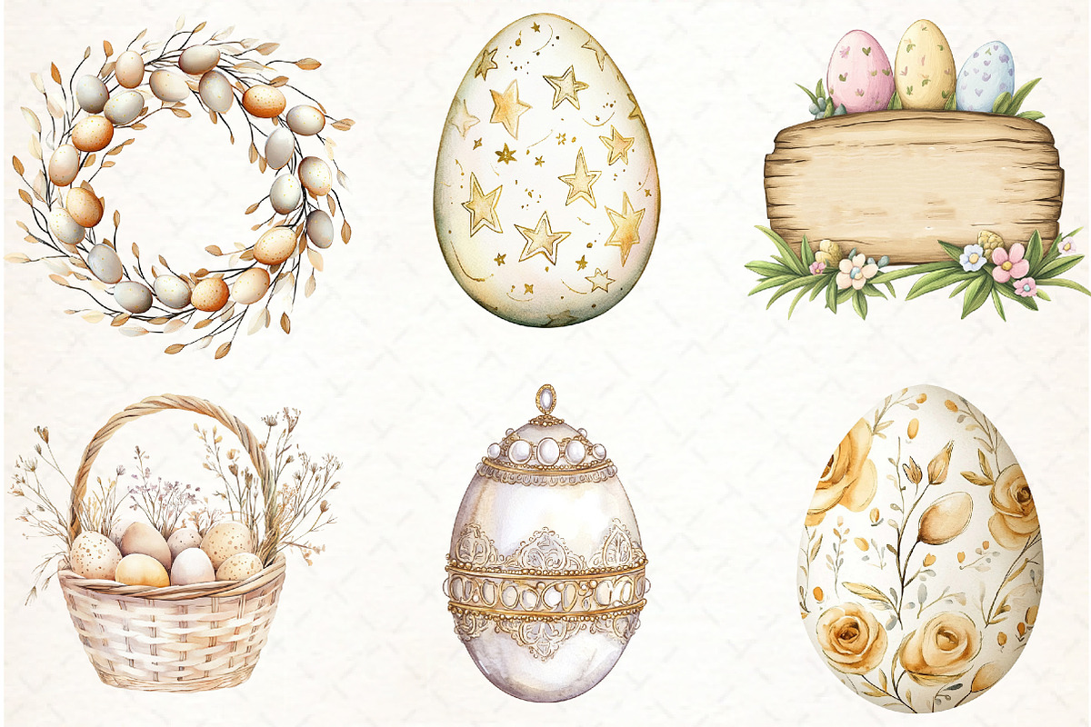 Watercolor Neutral White Easter Clip, an Illustration by Watercolor design (Photo 4 of 4)