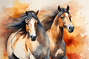 Watercolor Wild Horses, an Animal Illustration by Karliefie (Thumbnail 3 of 5)