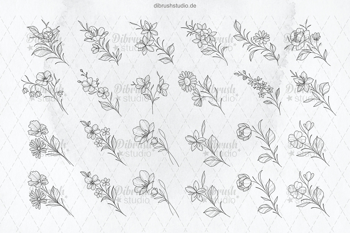 Procreate Tiny Tattoo Flowers, a Brush Add-On by DiBrush Studio (Photo 5 of 7)