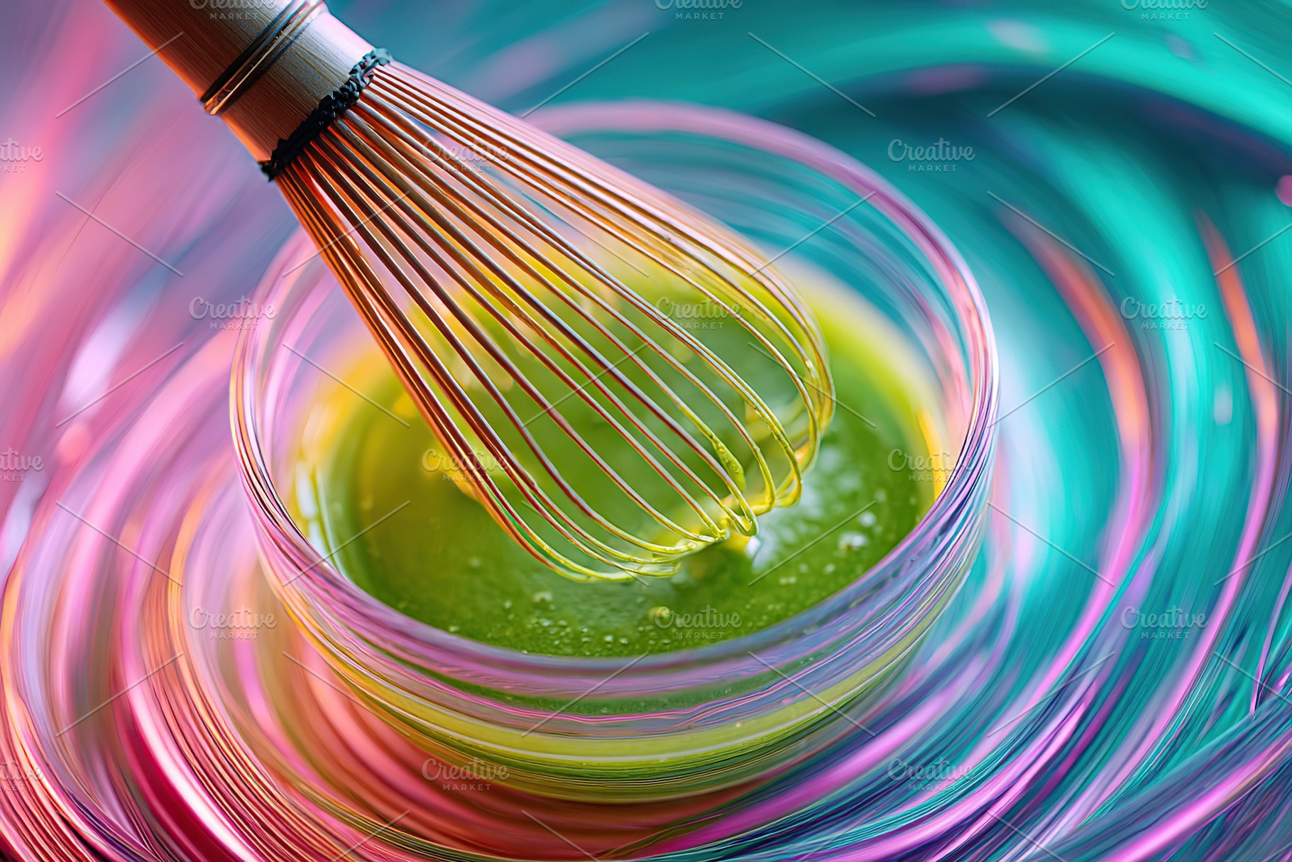 Enjoying the art of matcha with a whisk and vibrant green tea, a Food & Drink Photo by AlyaAnd