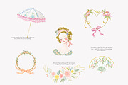 watercolor rococo coquette clipart, a Decorative Illustration by Patishop Art (Thumbnail 6 of 9)