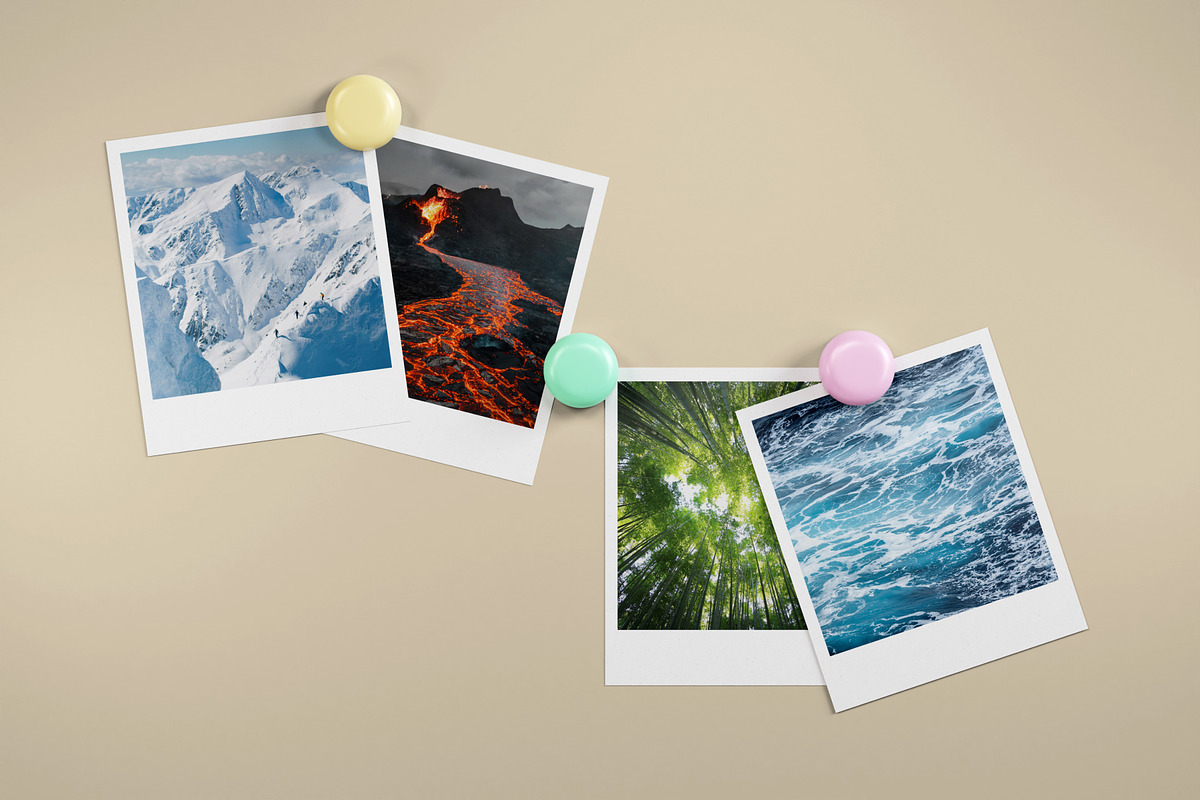 Polaroid Collage Mockup, an Advertising Mockup by SLAB! Design (Photo 3 of 6)