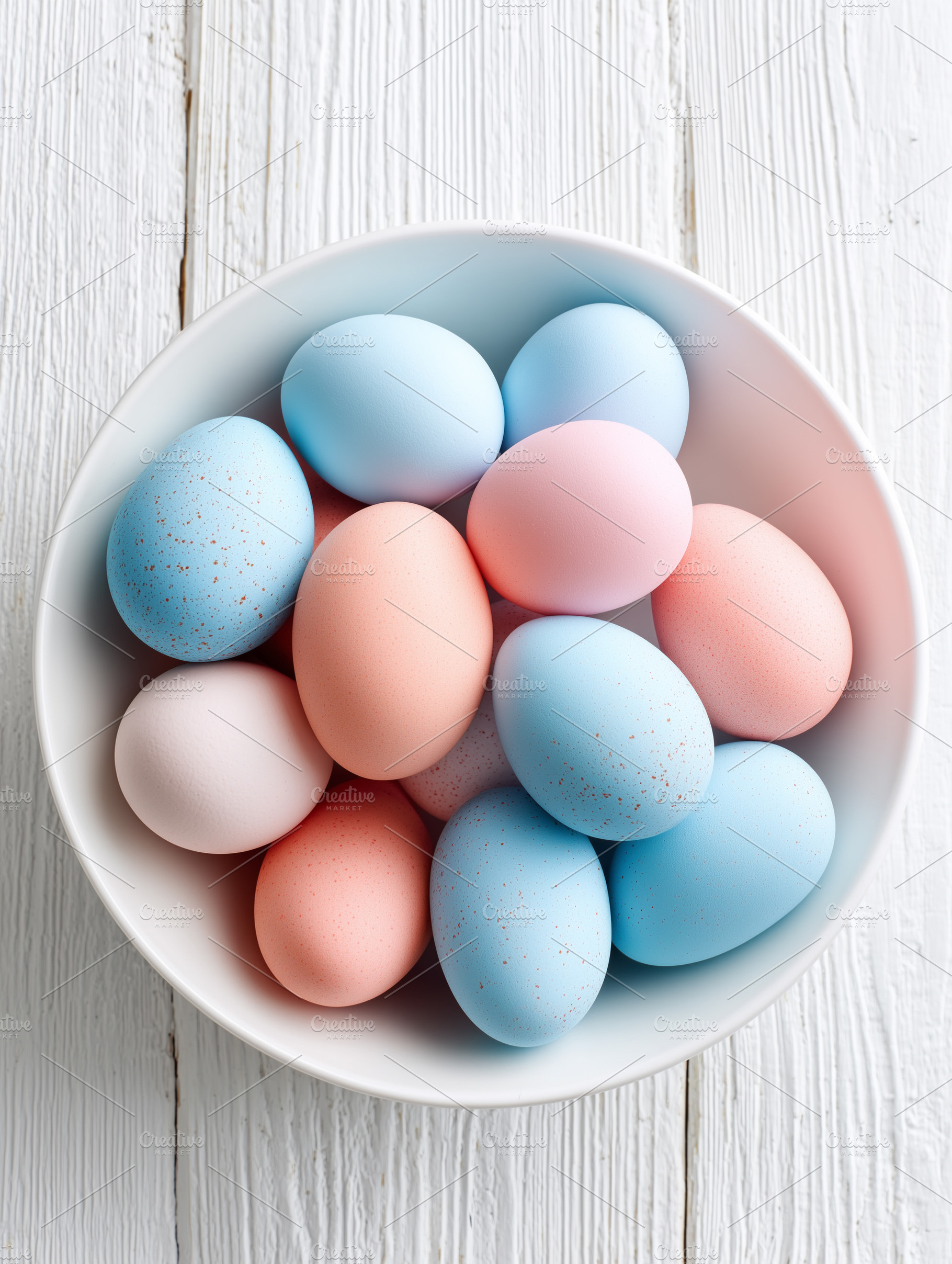 Top view of pastel colored Easter, a Holiday Photo by MistyDay