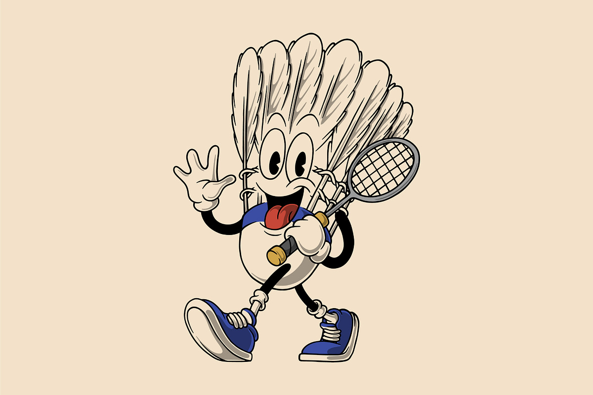 shuttlecock mascot with racket, an Object Graphic by Judsart (Photo 1 of 3)