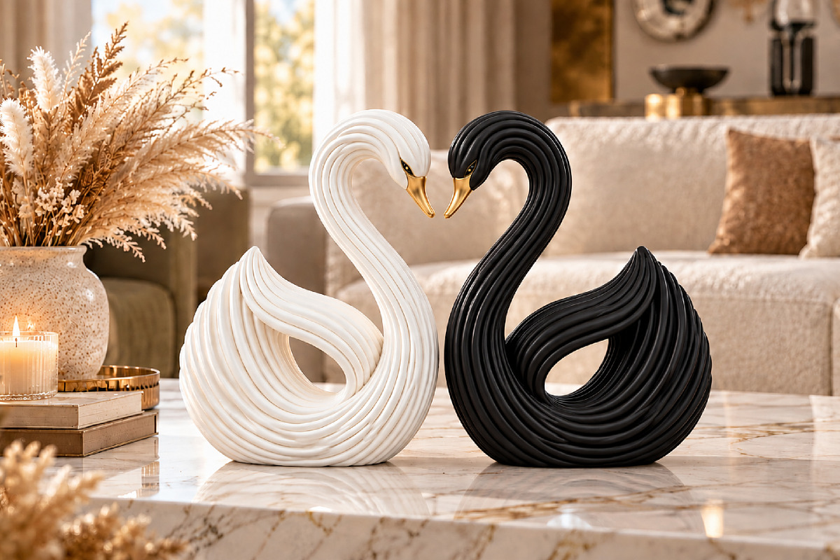 Elegant Swan Couple Sculpture STL, a Scene 3D Model by Layerology (Photo 1 of 4)