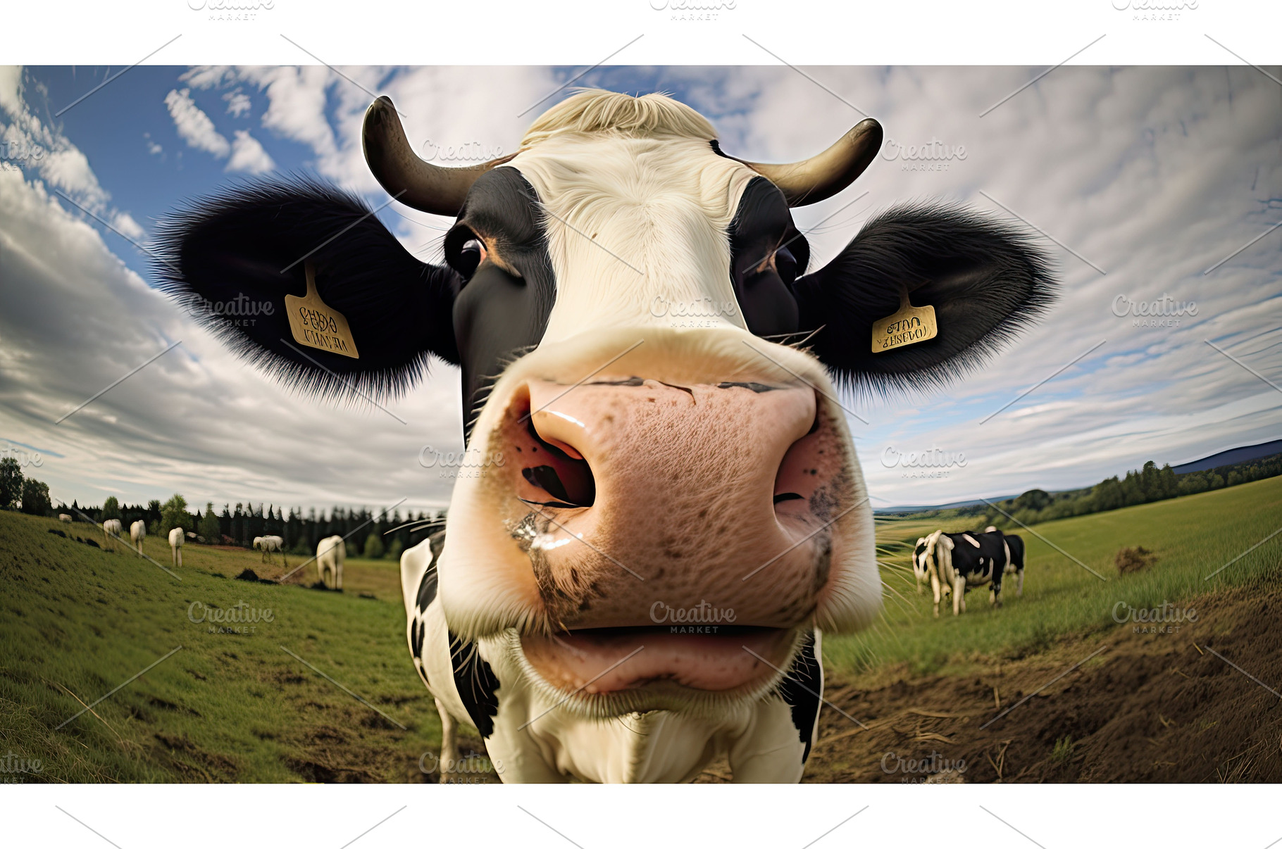 cute smiling cow ai generated, an Animal Photo by pikepicture