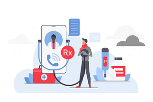 Online medical consultation cloud, a Healthcare Illustration by Lemberg Vector