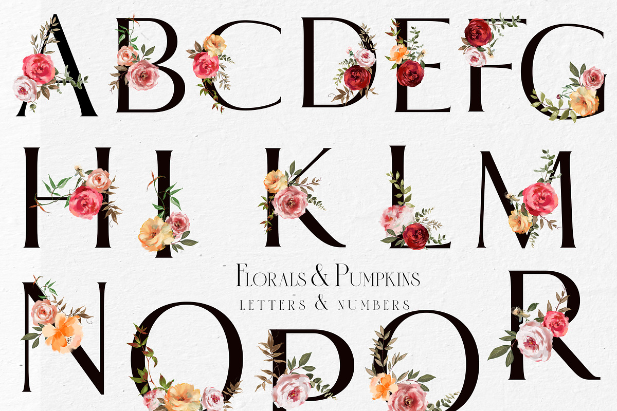 Florals & Pumpkins Fall Clip Art, a Decorative Illustration by whiteheartdesign (Photo 10 of 14)