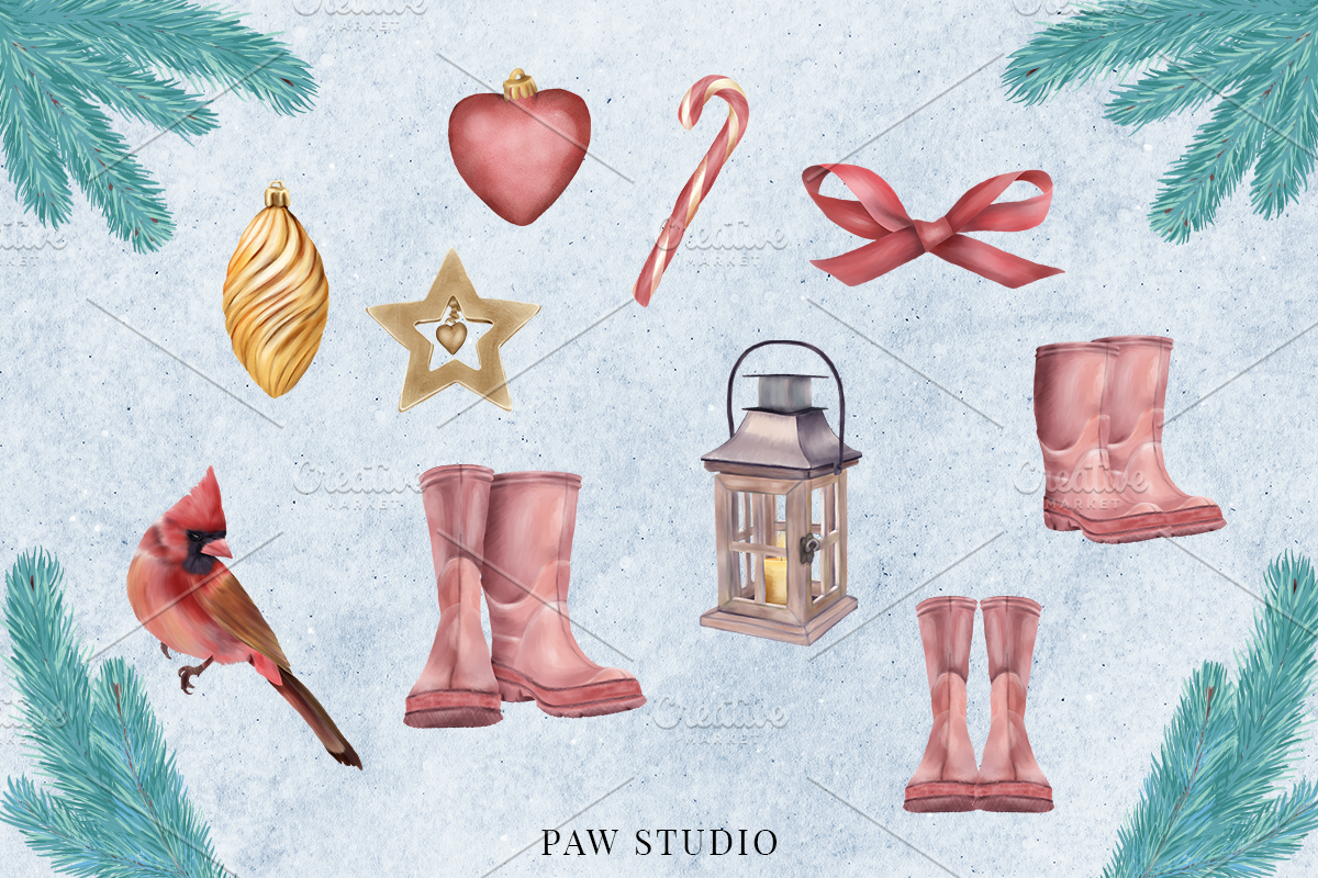Christmas Wreaths Xmas Tree Clipart, an Illustration by PawGraphic (Photo 2 of 10)