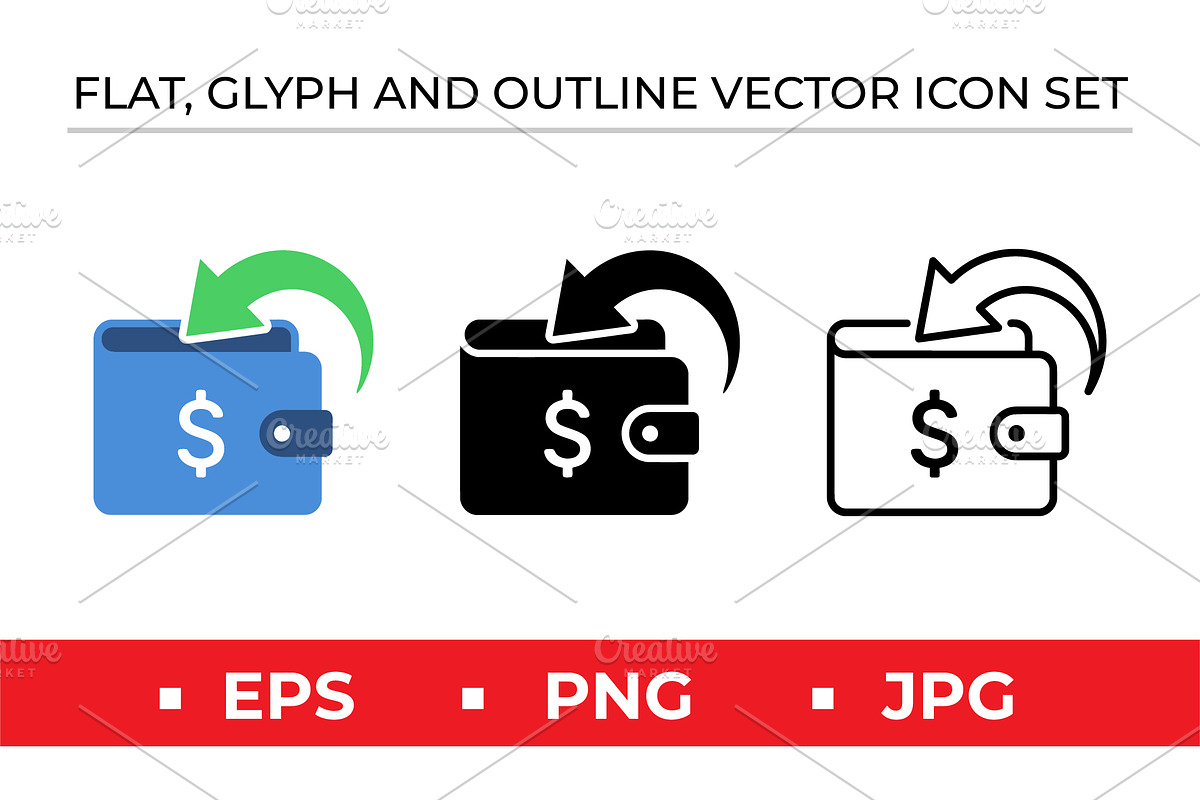 Wallet Refresh Icon Set - 3 Styles, an Outline Icon by Artonix (Photo 1 of 2)
