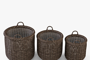 Wicker Basket 07 Walnut Brown Color