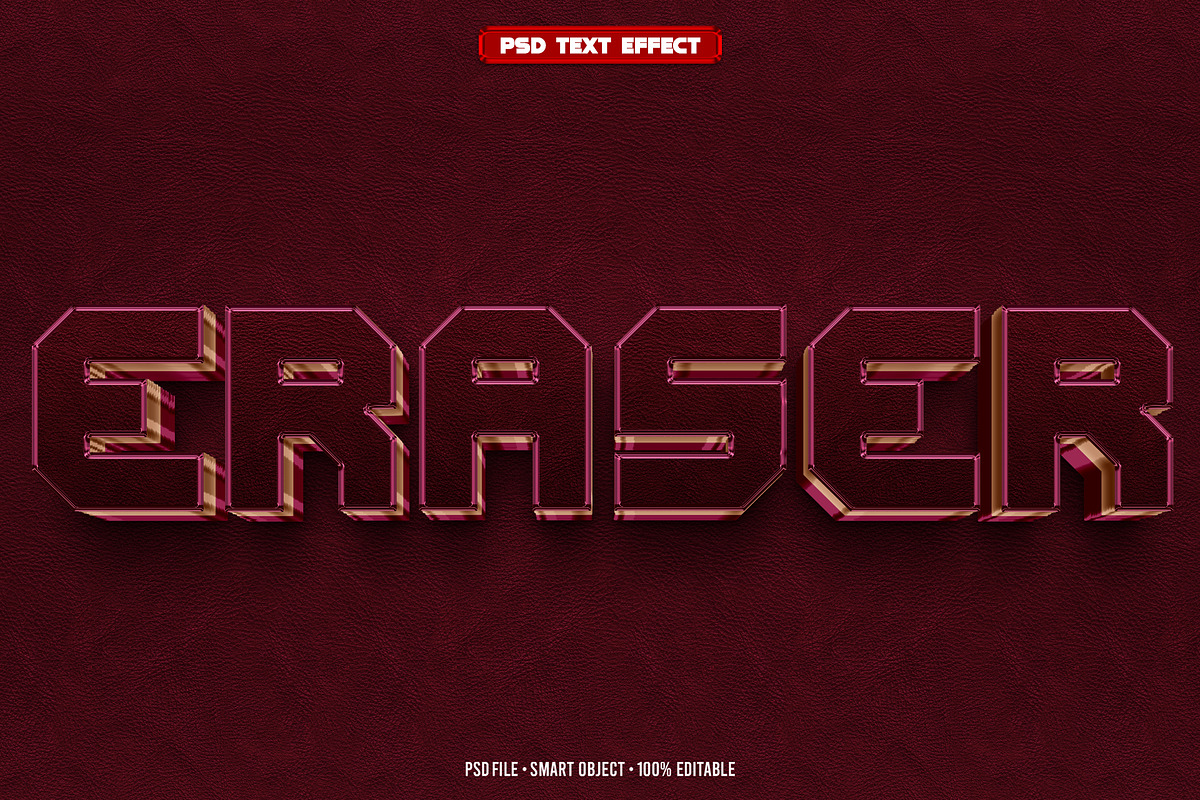 Eraser 3D editable text effect, a Brushes & More by Hello Muh
