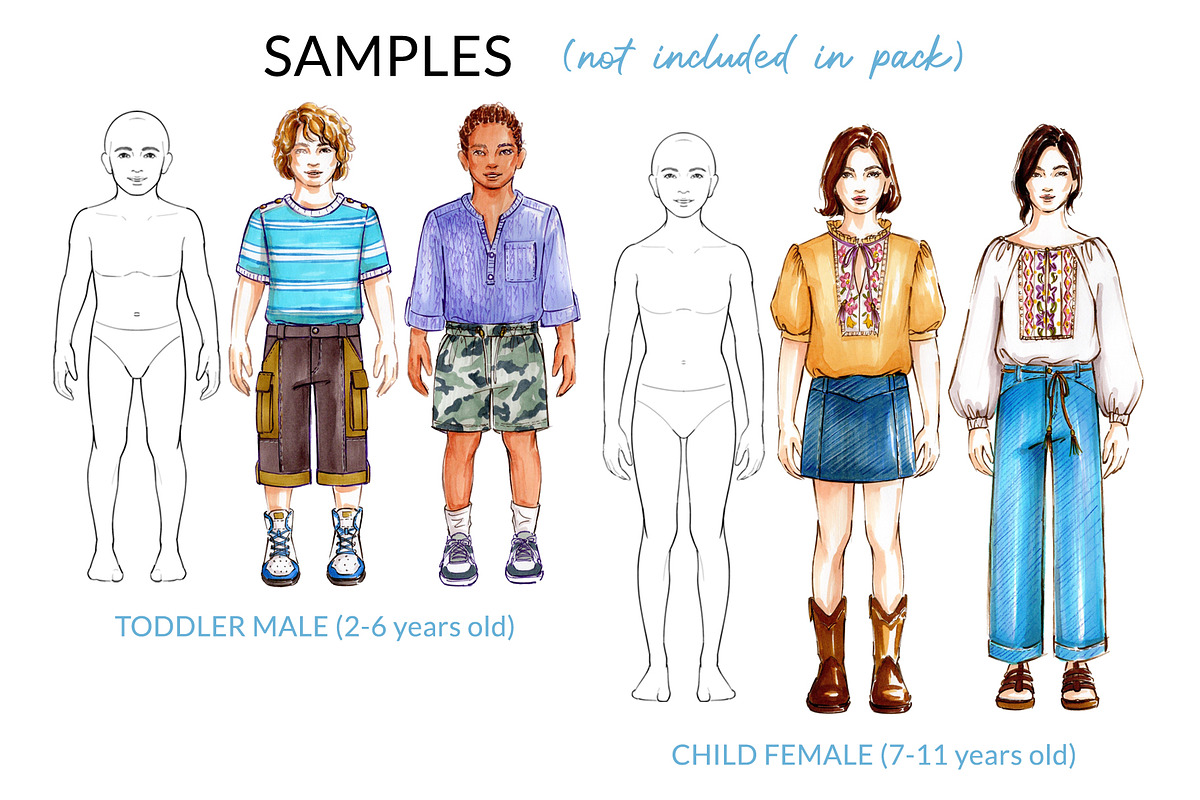 Kids Straight Pose Croquis, a Person Illustration by Art by Lin (Photo 3 of 3)
