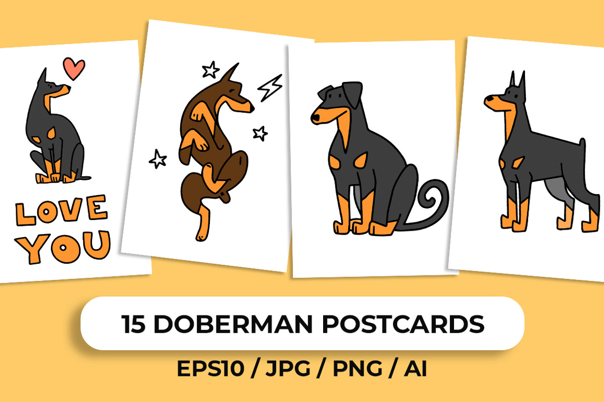 Doberman Postcards, an Illustration by Ja Polina ArtShop (Photo 1 of 8)