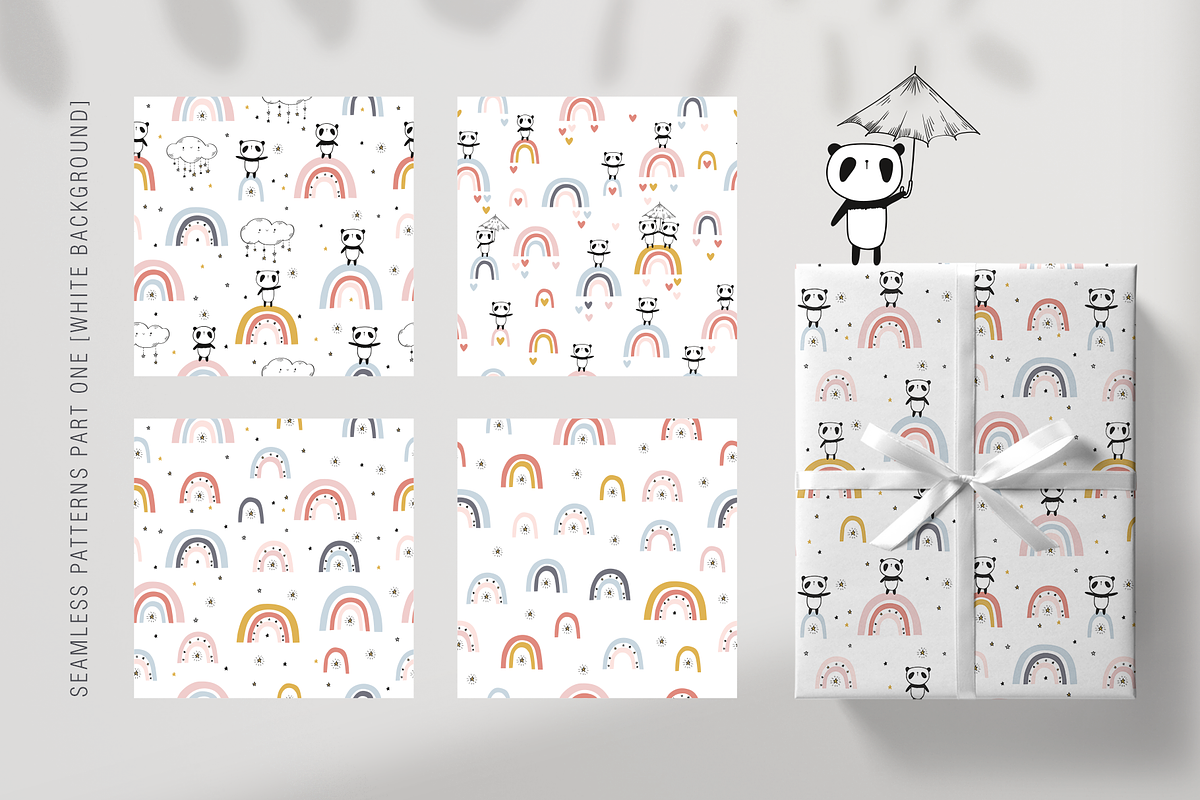 Cute pandas & rainbows collection, an Animal Illustration by Tkoko vectors & patterns (Photo 6 of 11)