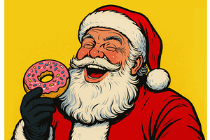 Laughing Santa Claus holding pink, an Illustration by AlexArt