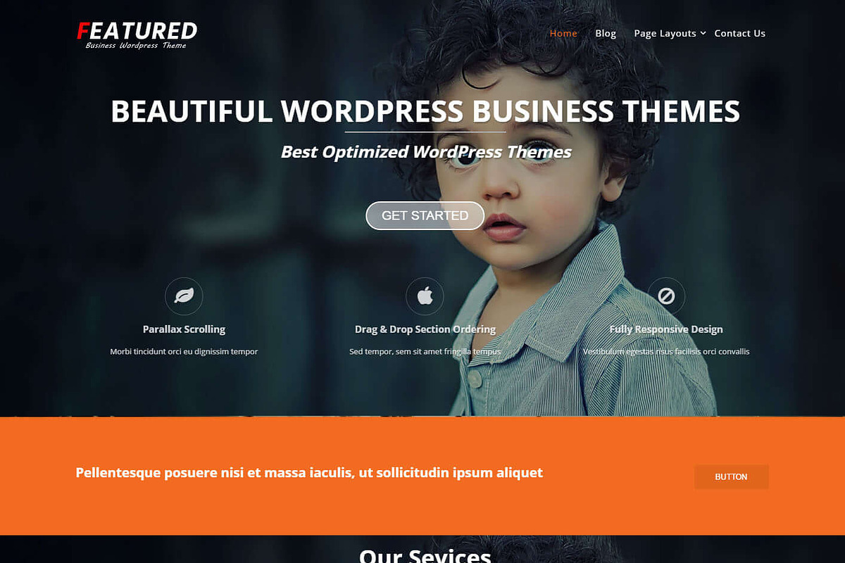 Featured - One page Business Theme, a WordPress Template by ThemeHunk (Photo 3 of 6)