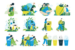 Ecology Flat Vector Illustrations