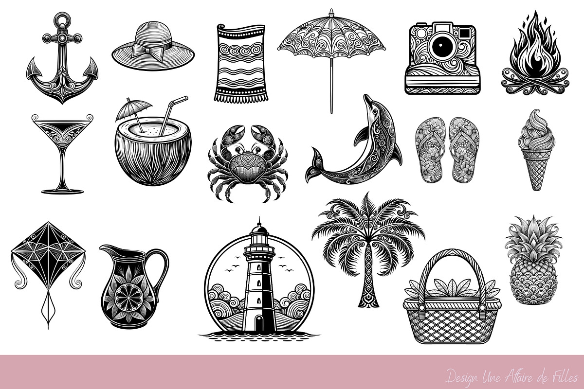 SUMMER VIBES Art Nouveau 35 Vectors, a Seasonal Illustration by Une Affaire de Filles (Photo 2 of 3)