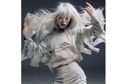A woman with beautiful white hair is, a Person Photo by Jyliana's shop