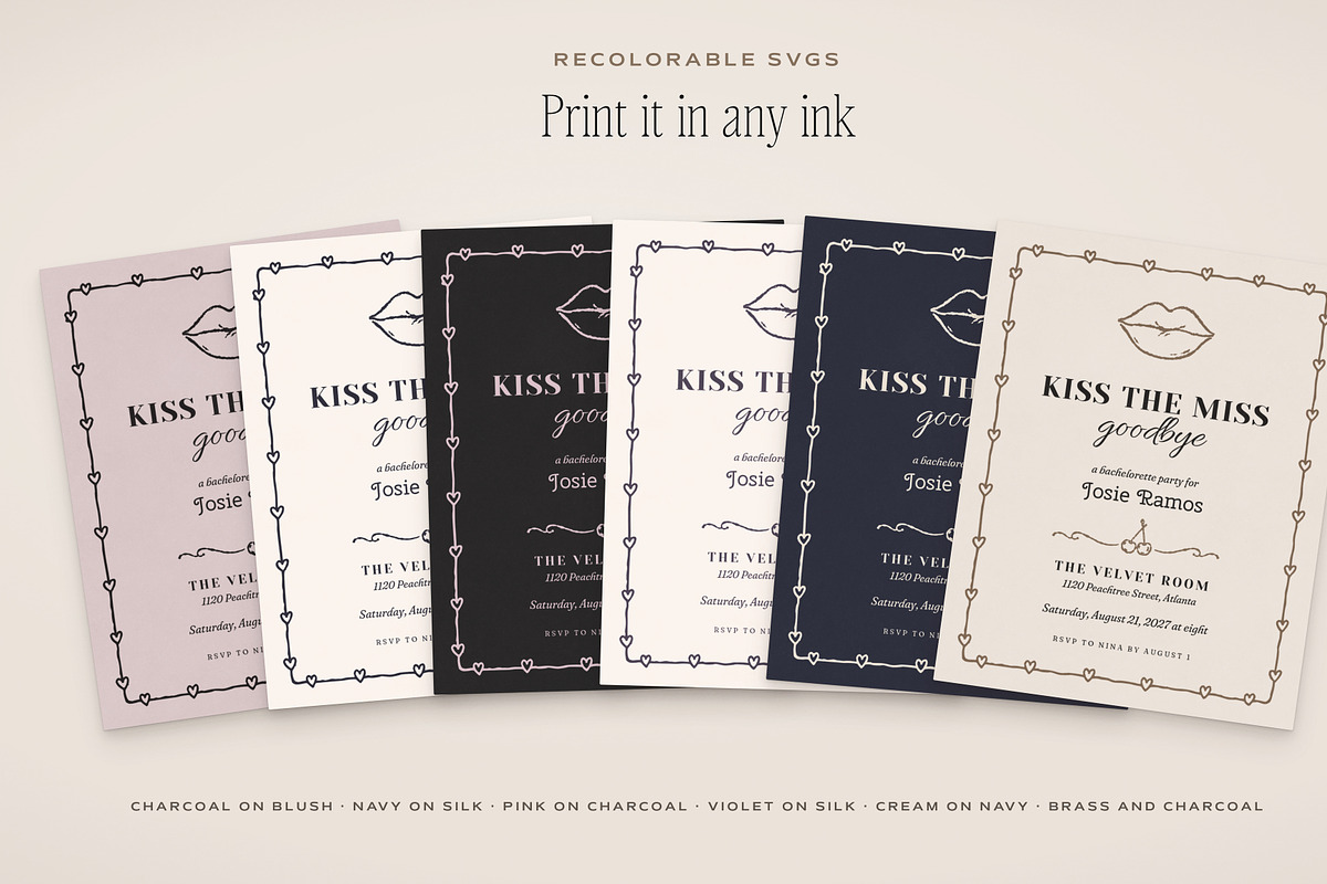 Bachelorette Invitation & Sign Kit, an Object Graphic by The October Creative (Photo 7 of 18)