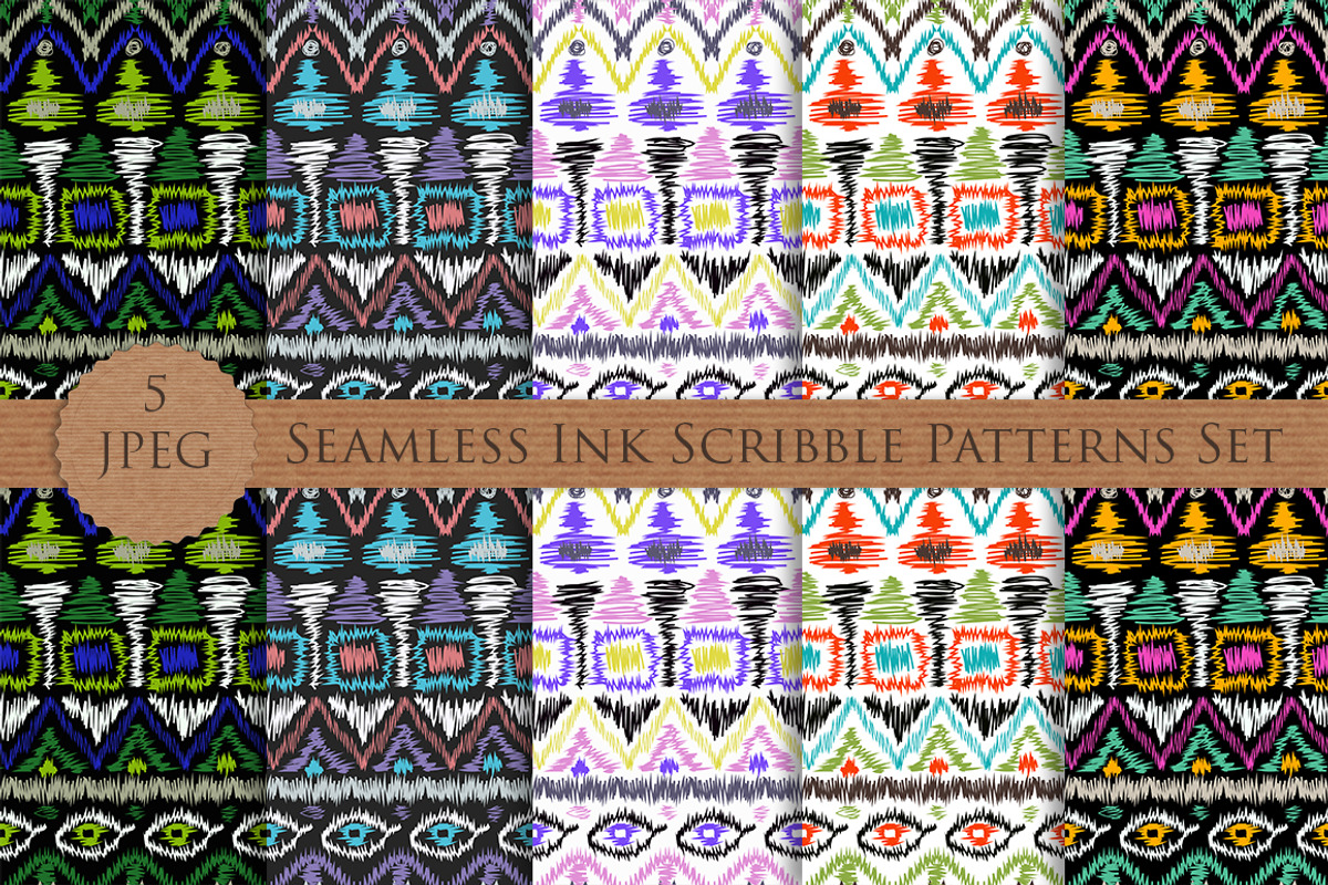 SCRIBBLE ink seamless folk patterns, a Pattern Graphic by Futurel (Photo 1 of 5)