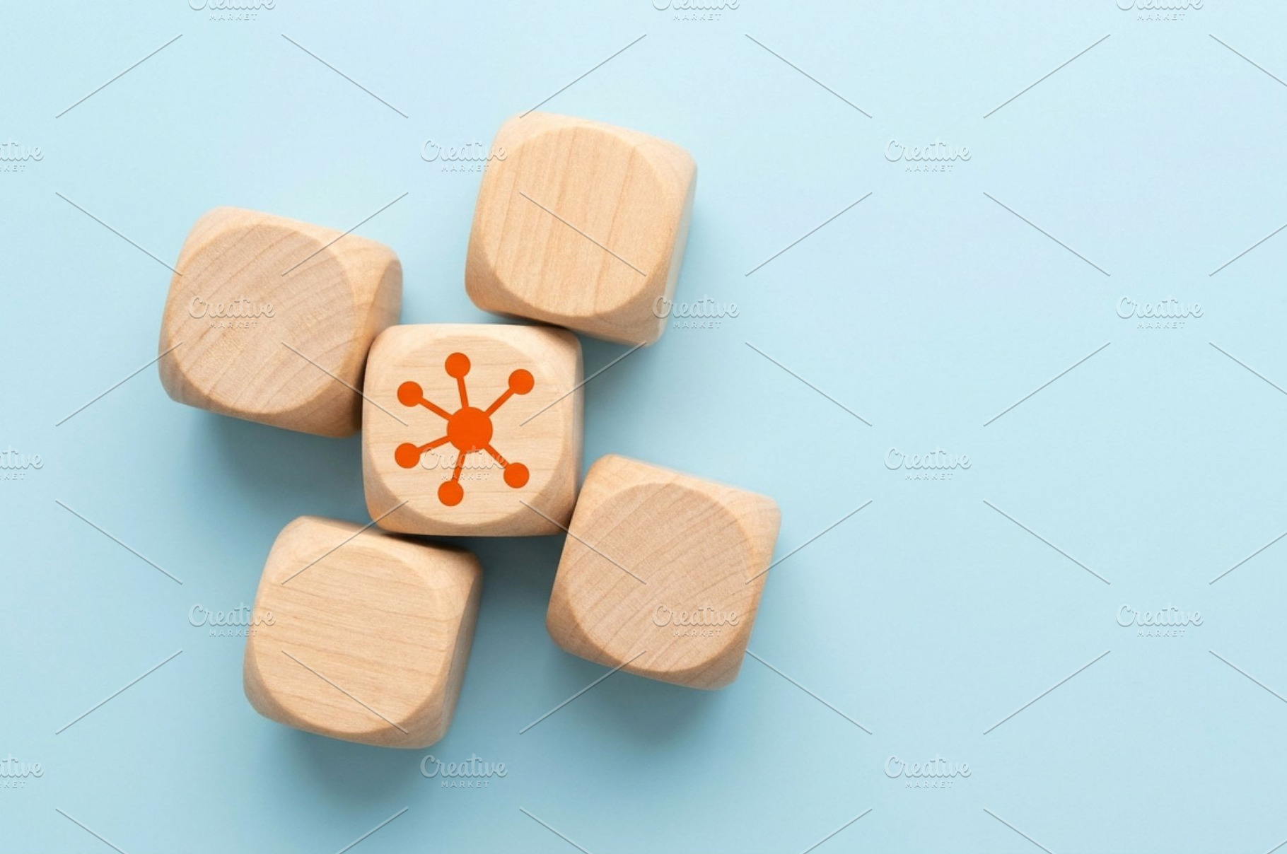 Wooden Block with Network Icon, a Business Photo by thepslr