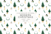 Watercolor Modern Christmas, a Seasonal Illustration by LeriaArt watercolor (Thumbnail 12 of 17)