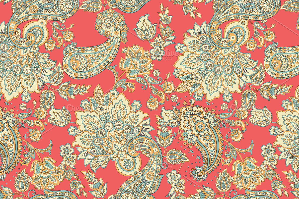 Paisley floral seamless pattern, a Pattern Graphic by antalogiya (Photo 2 of 5)