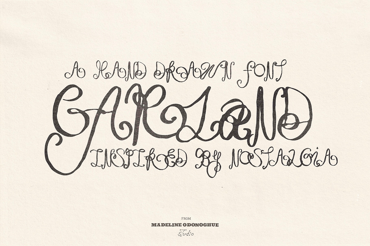 Garland Hand Drawn Ornamental Font, a Handwritten Font by Madeline ODonoghue Design (Photo 2 of 9)