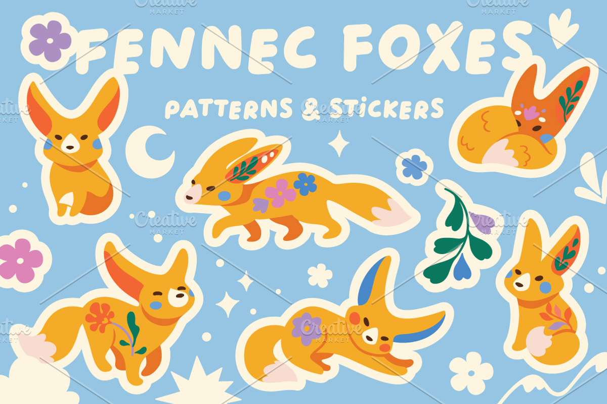 Fennec Foxes – Patterns & Stickers, a Pattern Graphic by PenguinHouse (Photo 1 of 8)